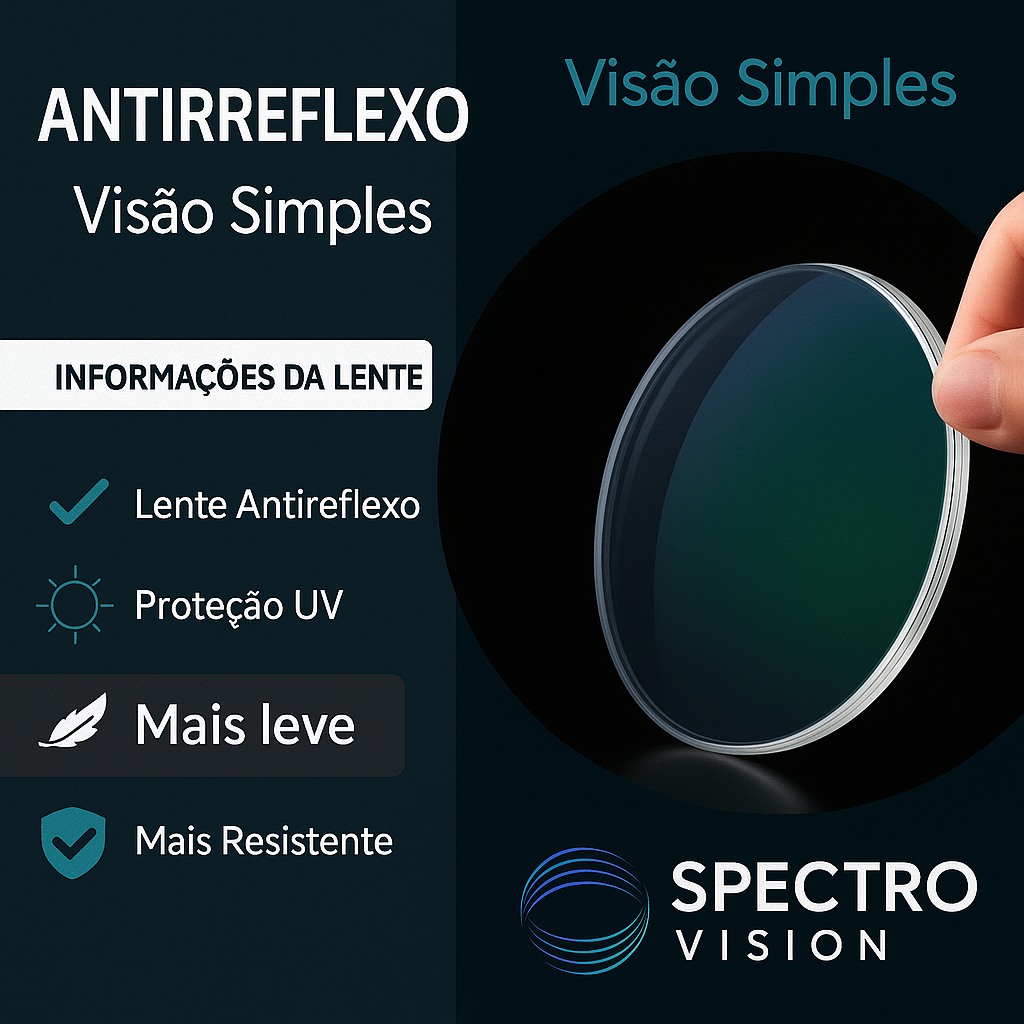 Lentes Visão Simples Spectro Vision – Precisão, Conforto e Tecnologia Óptica Avançada - Dioptrias ESF +4.00 a -4.00 CIL -2.00