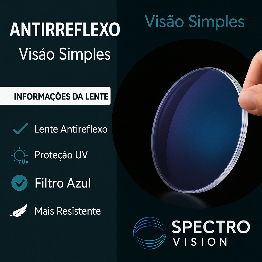 Lentes Visão Simples Spectro Vision – Precisão, Conforto e Tecnologia Óptica Avançada - Dioptrias ESF +4.00 a -4.00 CIL -2.00