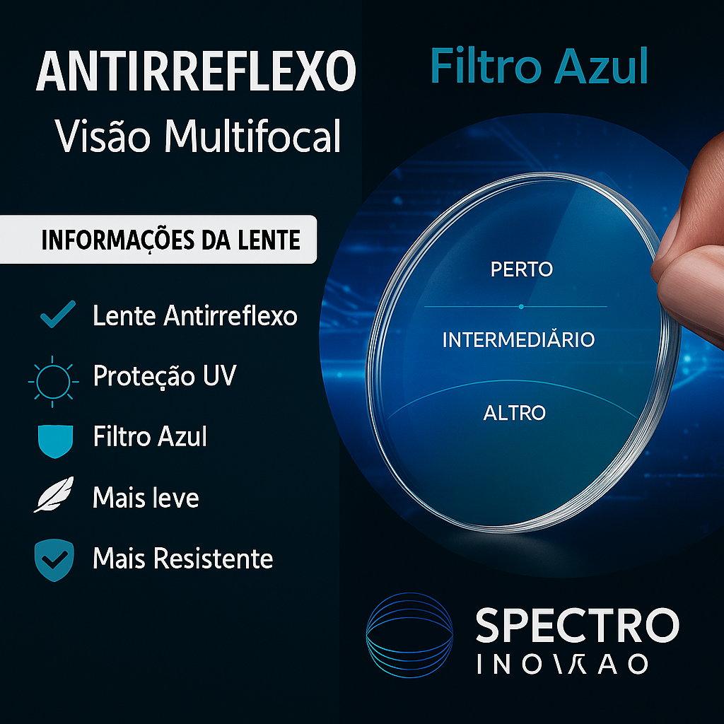 Lentes Multifocais Spectro Vision – Conforto e Nitidez em Todas as Distâncias - Dioptrias ESF +4.00 a -6.00 CIL -2.00