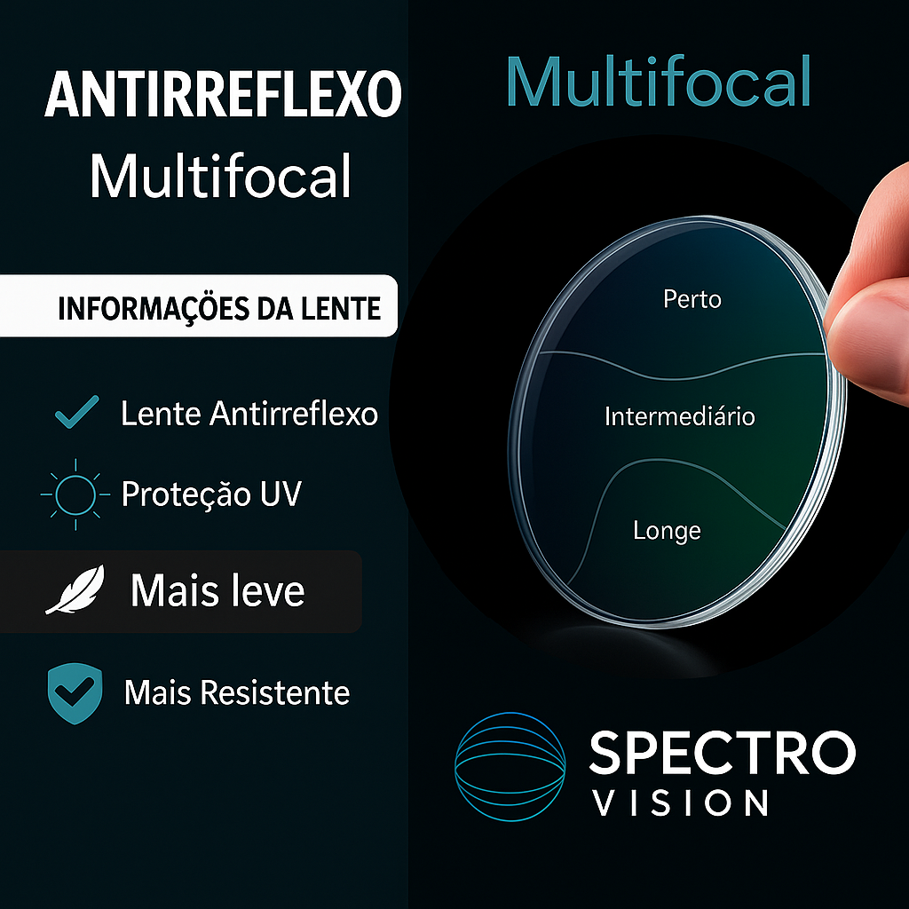 Lentes Multifocais Spectro Vision – Conforto e Nitidez em Todas as Distâncias - Dioptrias ESF +4.00 a -6.00 CIL -2.00