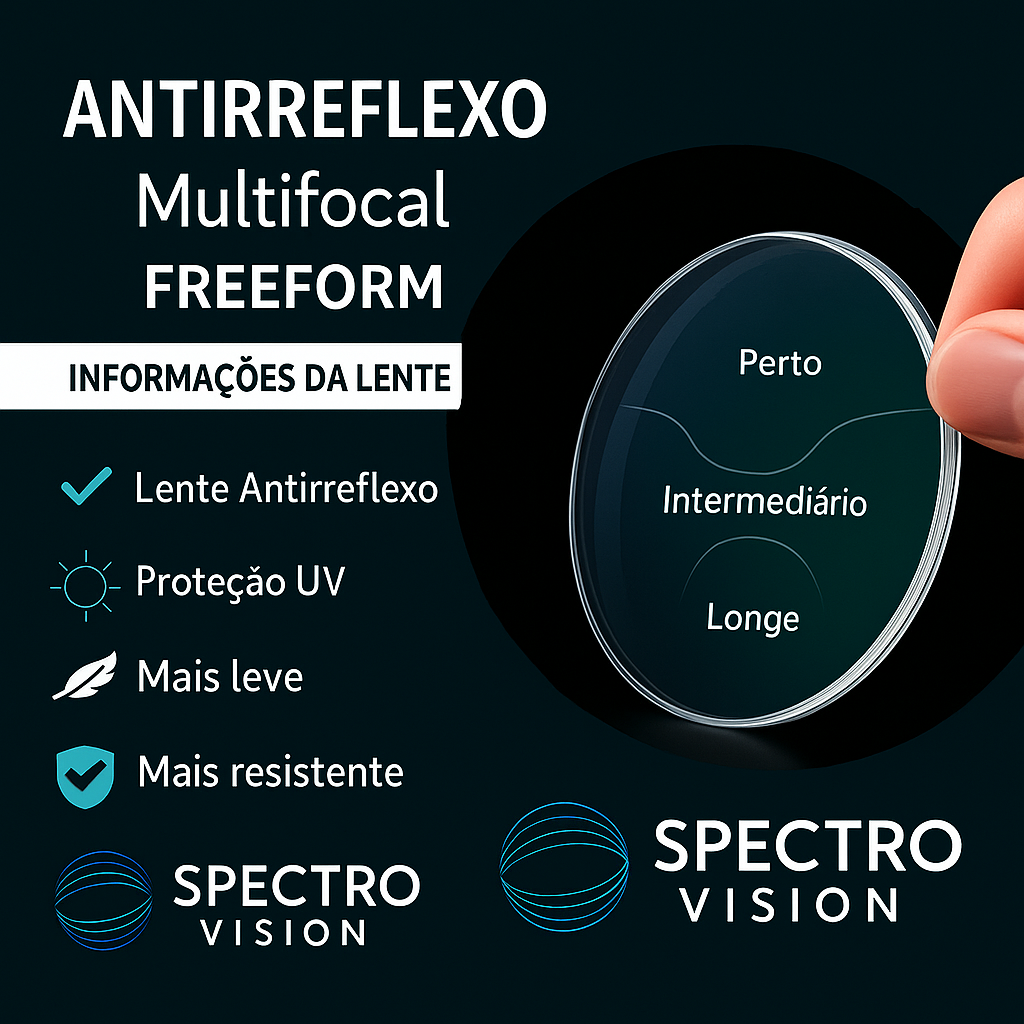 Lentes Multifocais Freeform HD Spectro Vision – Máxima Precisão em Alta Definição - Dioptrias - ESF +6.00 a -6.00 CIL -4.00