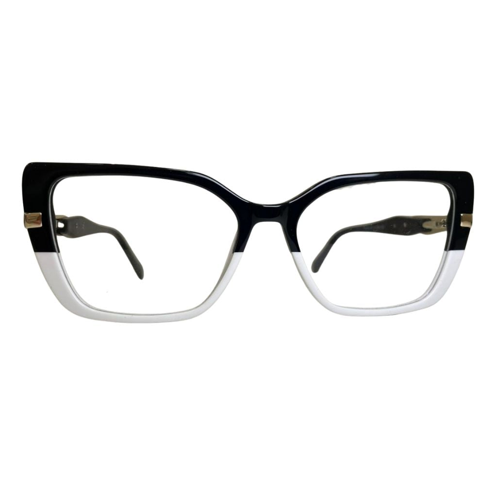 Armação Feminina Center Eyewear modelo TP2279 - Gatinho Listrada Preto Grafite Acetato Premium com Detalhe Metálico