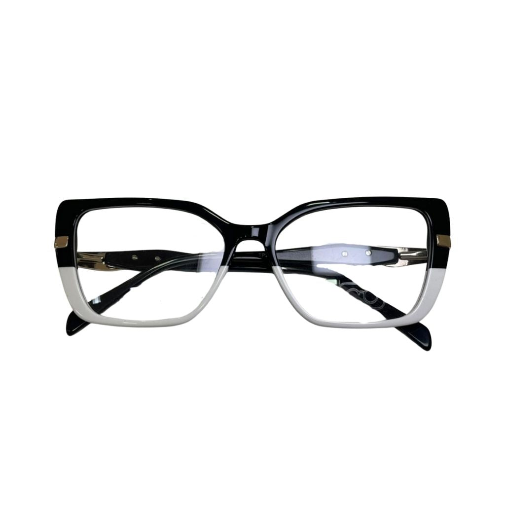 Armação Feminina Center Eyewear modelo TP2279 - Gatinho Listrada Preto Grafite Acetato Premium com Detalhe Metálico
