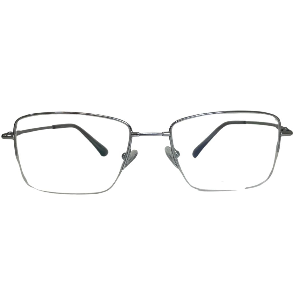 Armação Center Eyewear Masculina Retangular Prata – Metal Hipoalergênico
