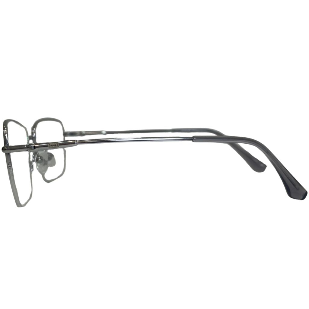 Armação Center Eyewear Masculina Retangular Prata – Metal Hipoalergênico