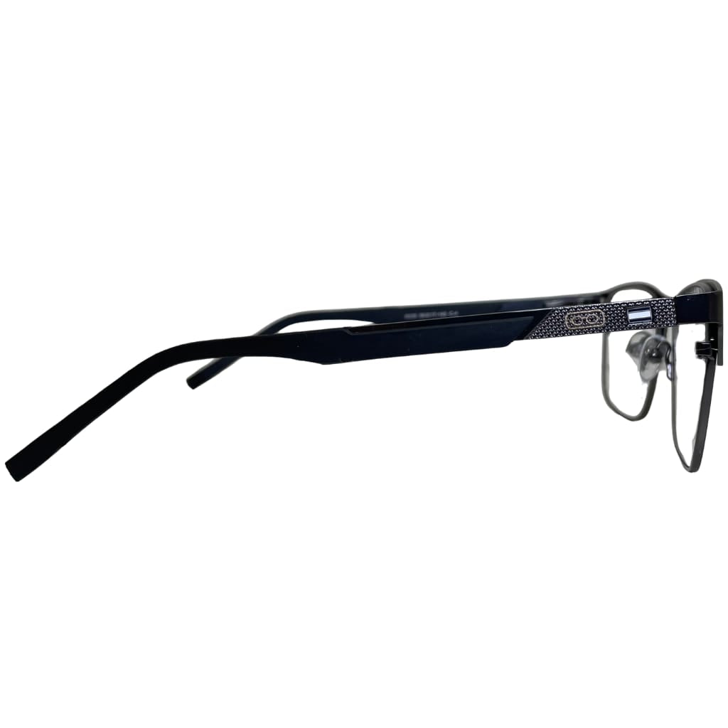 Armação Center Eyewear Masculina Retangular Azul e Preto – Metal Premium com Clip-On Solar Polarizado (Modelo 6530)