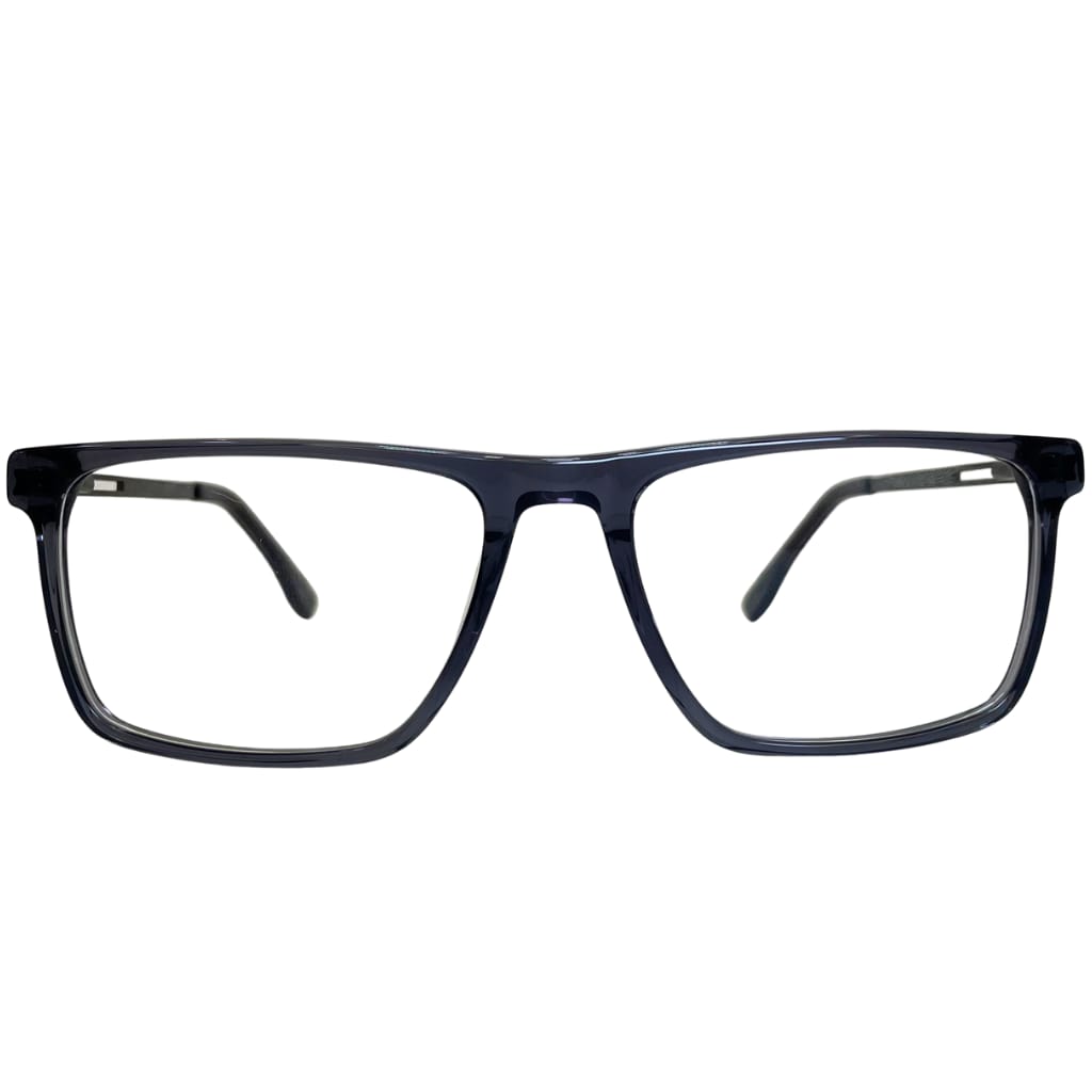 Armação Masculina Retangular Azul Translúcido – Acetato Premium com Hastes em Metal (TP2260)