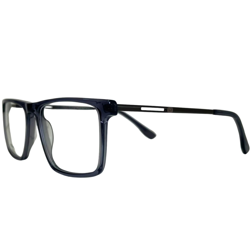 Armação Masculina Retangular Azul Translúcido – Acetato Premium com Hastes em Metal (TP2260)