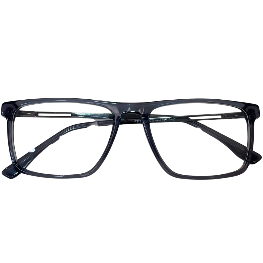 Armação Masculina Retangular Azul Translúcido – Acetato Premium com Hastes em Metal (TP2260)