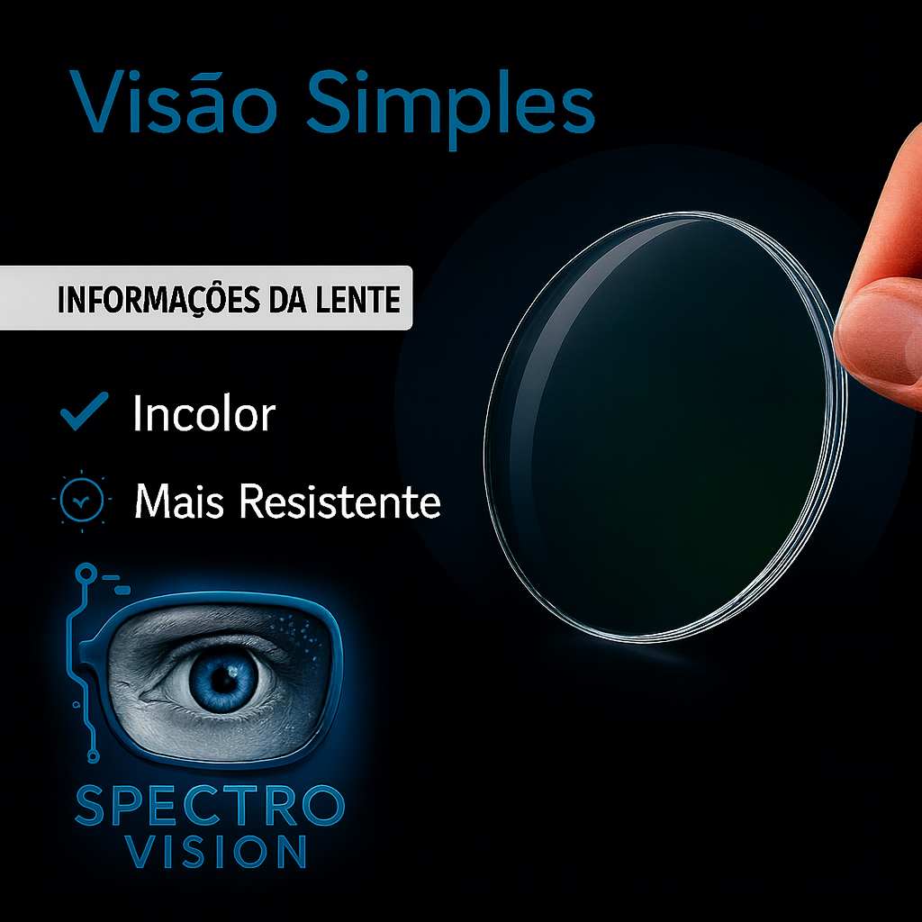 Lentes Visão Simples Spectro Vision – Precisão, Conforto e Tecnologia Óptica Avançada - Dioptrias ESF +4.00 a -4.00 CIL -2.00