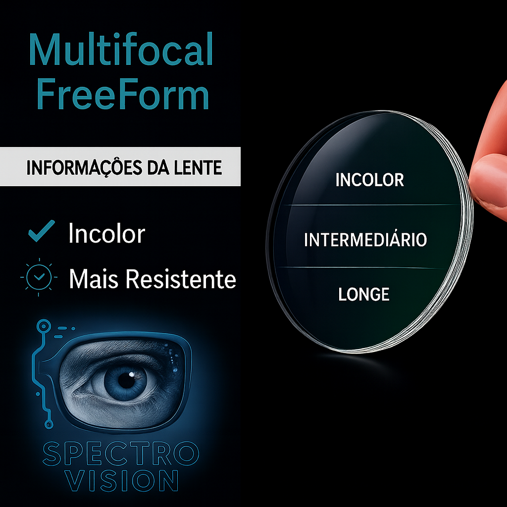 Lentes Multifocais Freeform HD Spectro Vision – Máxima Precisão em Alta Definição - Dioptrias - ESF +6.00 a -6.00 CIL -4.00